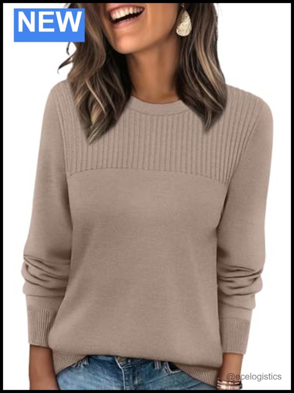 Long Sleeve Ribbed Knit Pullover Sweater